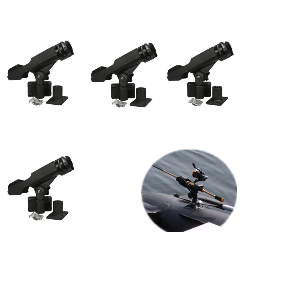 4 Yacht Boat Kayak Side Rail Rod Holder Rack Pole Stand Rest 360° Adjustable