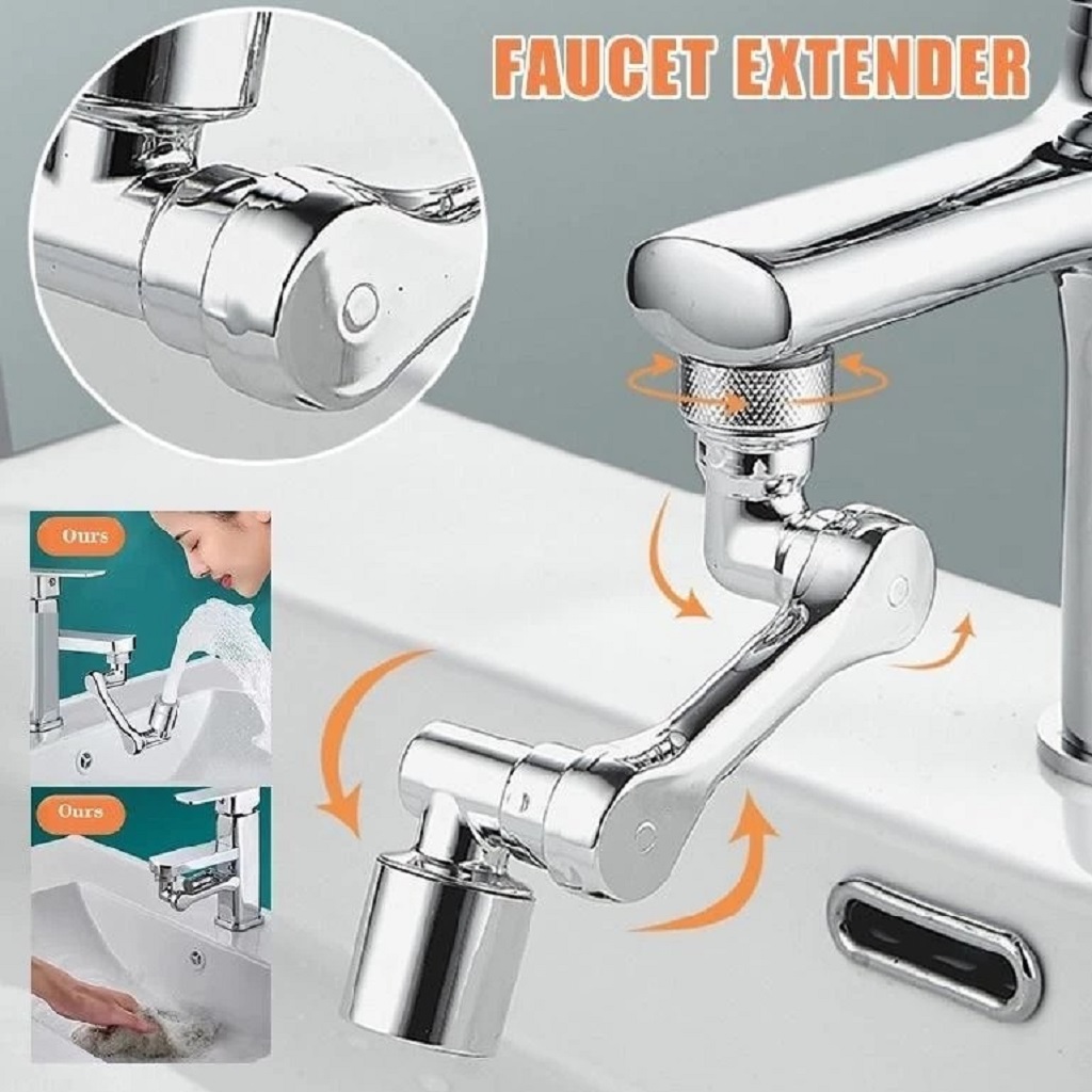 Đầu Nối Vòi Nước Xoay 1080 độ Thông Minh 3 Khúc, Lắp Vào Vòi Nước Chậu Rửa Chén Bát Lavabo 2 Chế Độ Nước Chảy Tiện Lợi