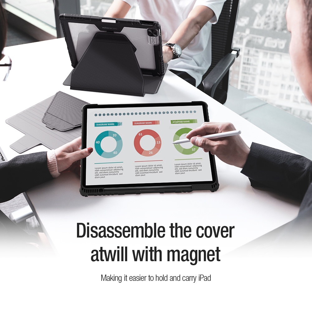 BAO DA DÀNH CHO IPAD PRO M2 12.9 2022 - M1 12.9 2021 - 12.9 2020 NILLKIN BUMPER SNAPSAFE NAM CHÂM HÍT ĐA NĂNG
