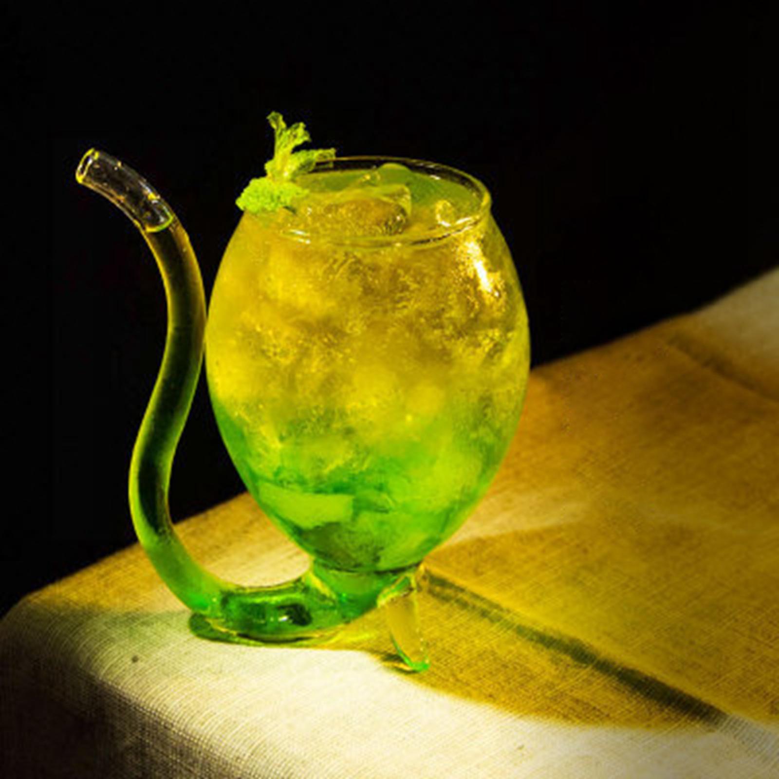 Creative Cocktail Glass, Long Tail Martini Glass Bar Club Drinkware with Straw, Champagne Beer Juice Drinking Cup for Club Bar Wedding Parties