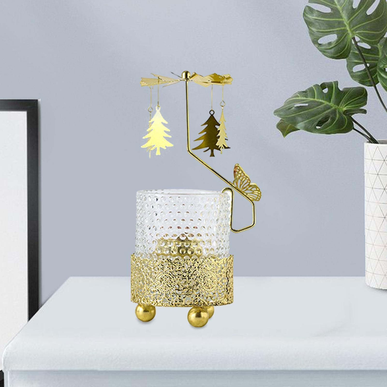Rotary Candlestick Ornament Tea Light Holder for Restaurant Desktop Fireplace Home Decoration