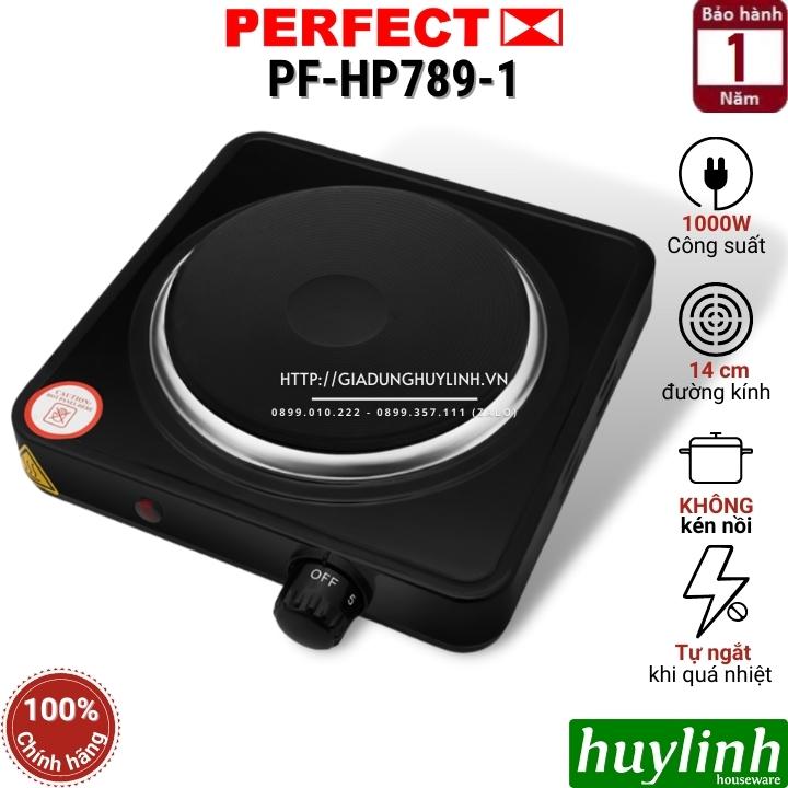 Bếp điện đơn Perfect HP789-1 - Công suất 1000W - Đường kính mâm 14cm - Không kén nồi - Hàng chính hãng