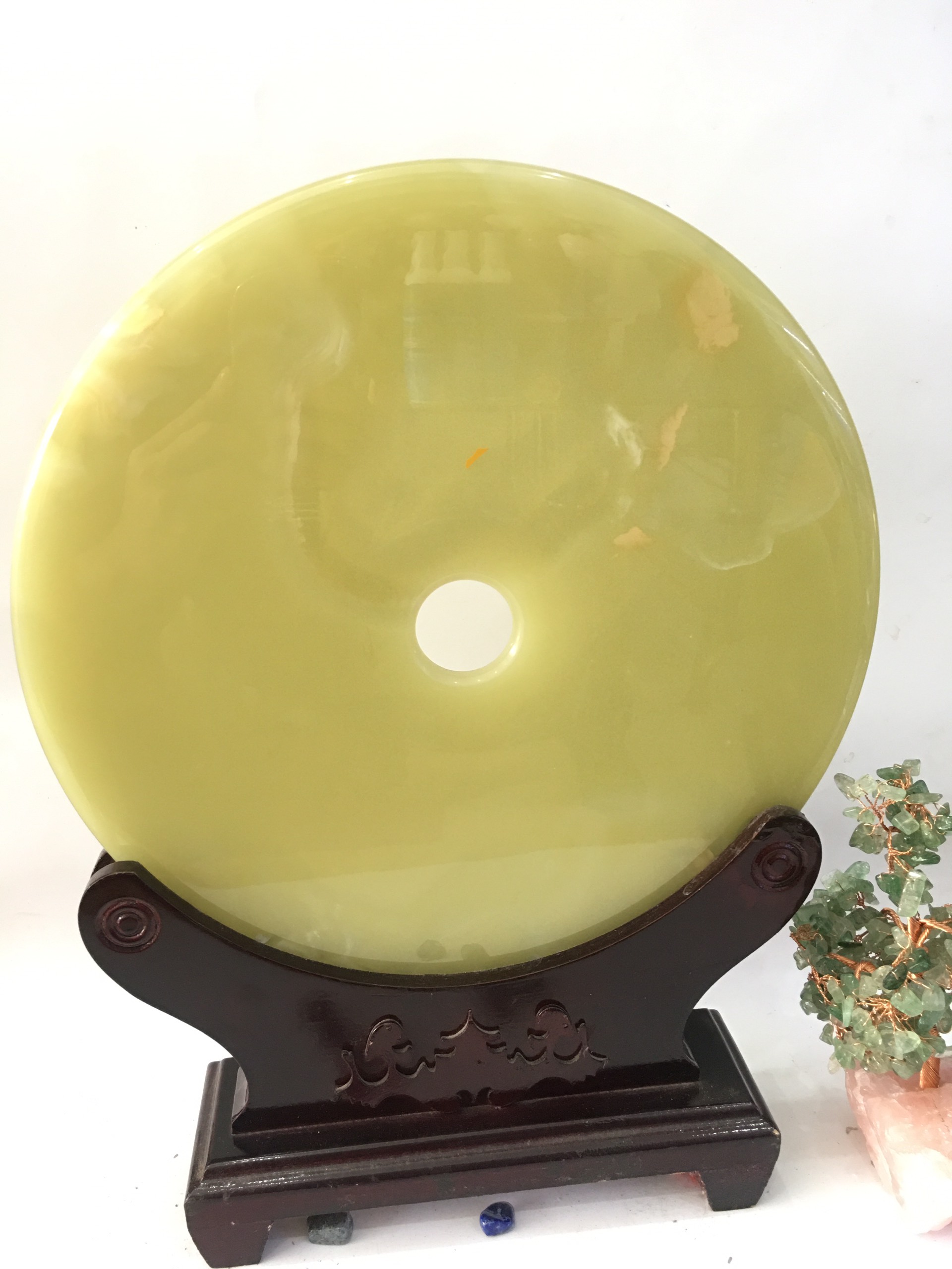 Đồng điếu đá ngọc xanh nhạt - cao 38cm - 3,35kg