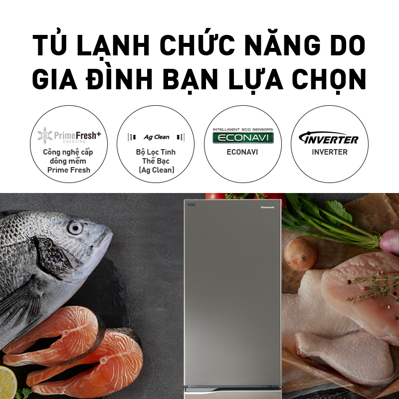 Tủ Lạnh 2 Cánh Panasonic 322 Lít NR-BV360QSVN ngăn đá dưới - Ngăn đông mềm siêu tốc- Hàng chính hãng