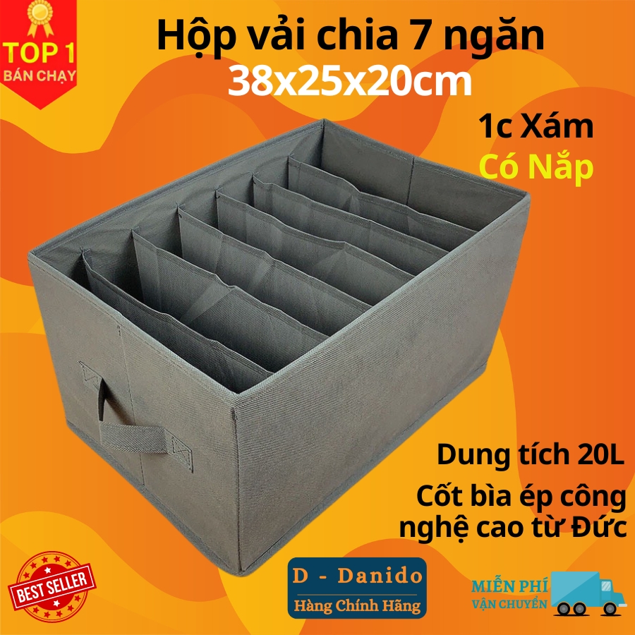 Hộp đựng quần áo chia 7 ngăn 9 ngăn 12 ngăn bằng vải không dệt tiện lợi chính hãng D Danido