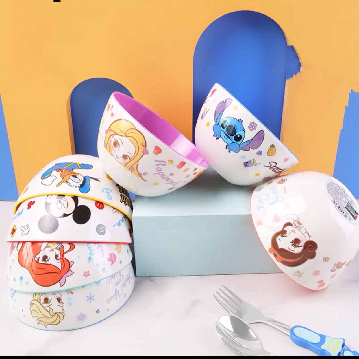 Chén ăn tròn nhựa Melamine hình công chúa Rapunzel - PDW21115-R