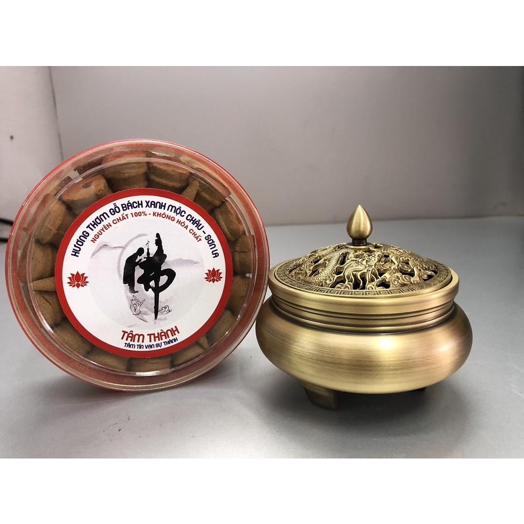 Lư Xông trầm hương Đài Loan dày đẹp (tặng kèm 1 cài cắm nhang vòng và 1 hộp trầm gỗ bách xanh ) KH18599