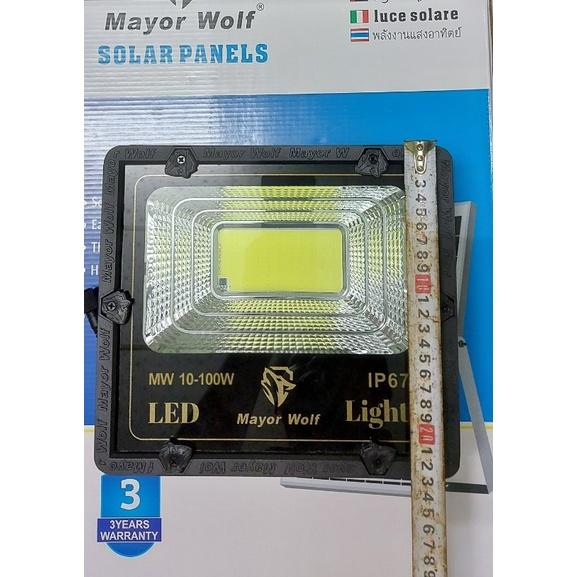 Đèn Pha Năng Lượng Mặt Trời 100W-Mayor Wolf-Tấm Pin lớn 450*350*17- Pin 15000MAH-Chính Hãng