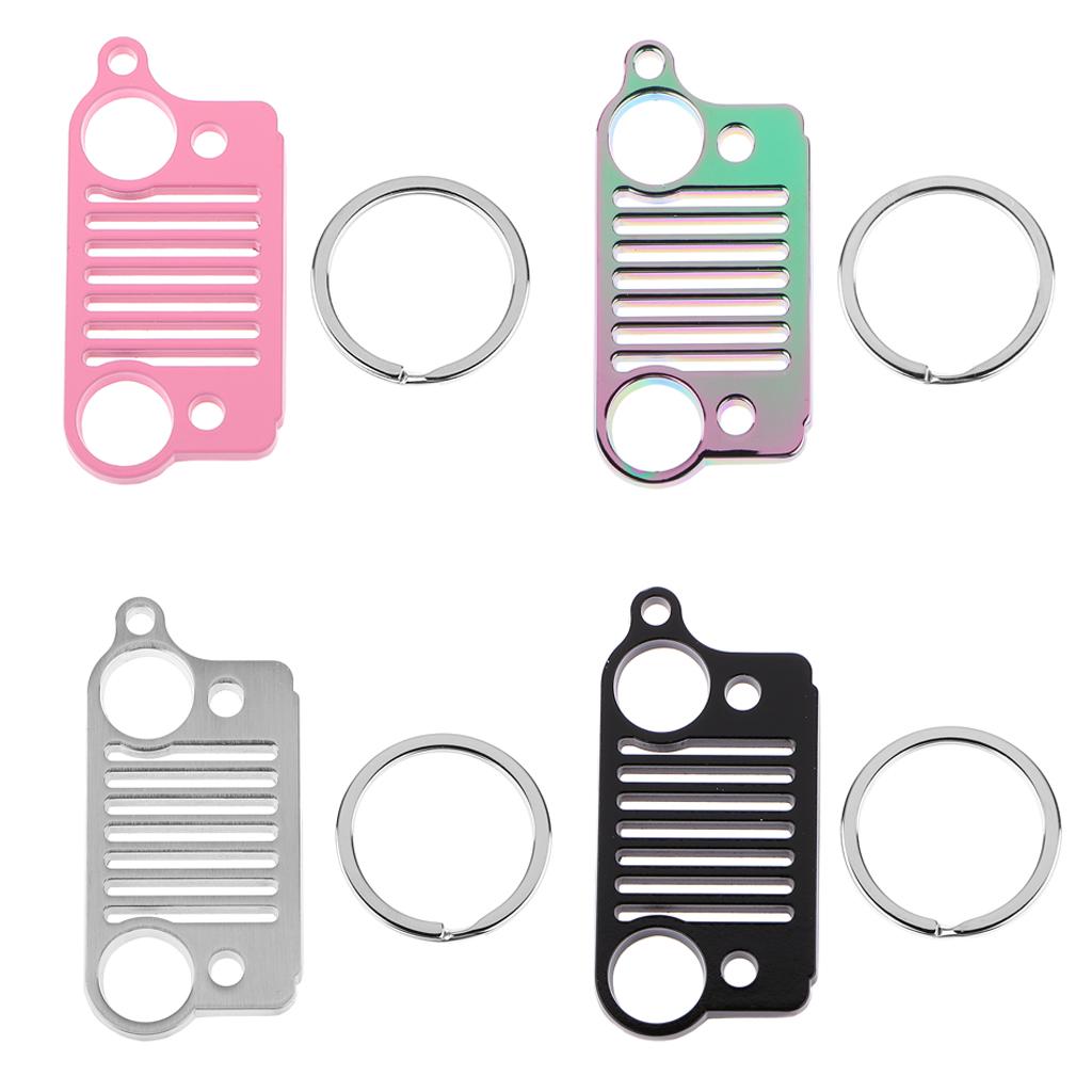 2x Steel Key Chain Ring Grill for Jeep Key Ring CJ JK TJ YJ XJ-Pink