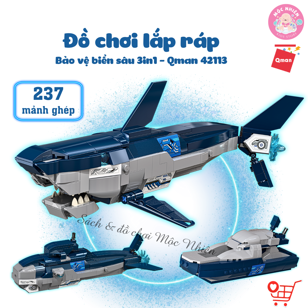 Đồ chơi lắp ráp xếp hình Qman 42113 - Bảo vệ biển sâu (237 mảnh ghép) - Dành cho bé từ 6 tuổi