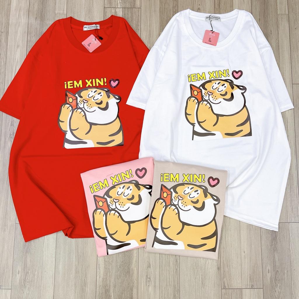 Áo Thun Tay Ngắn Unisex Đủ Size M L XL - CỌP EM XIN LÌ XÌ 2022 NHÂM DẦN