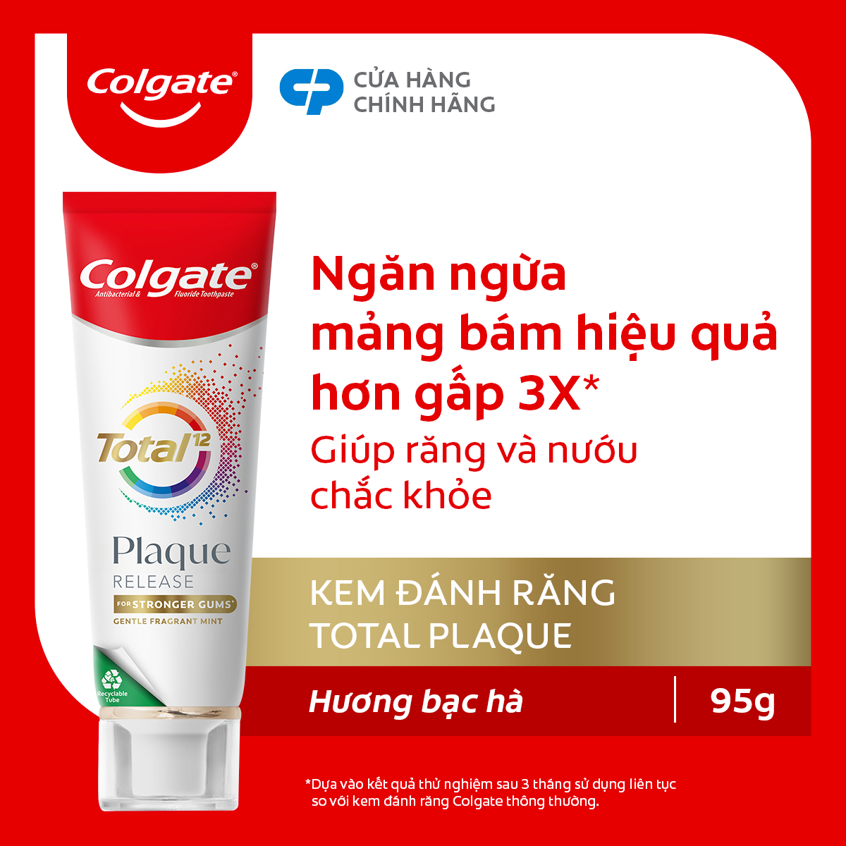 Kem đánh răng Colgate Total Plaque 95g/tuýp ngăn mảng bám hiệu quả gấp 3 lần