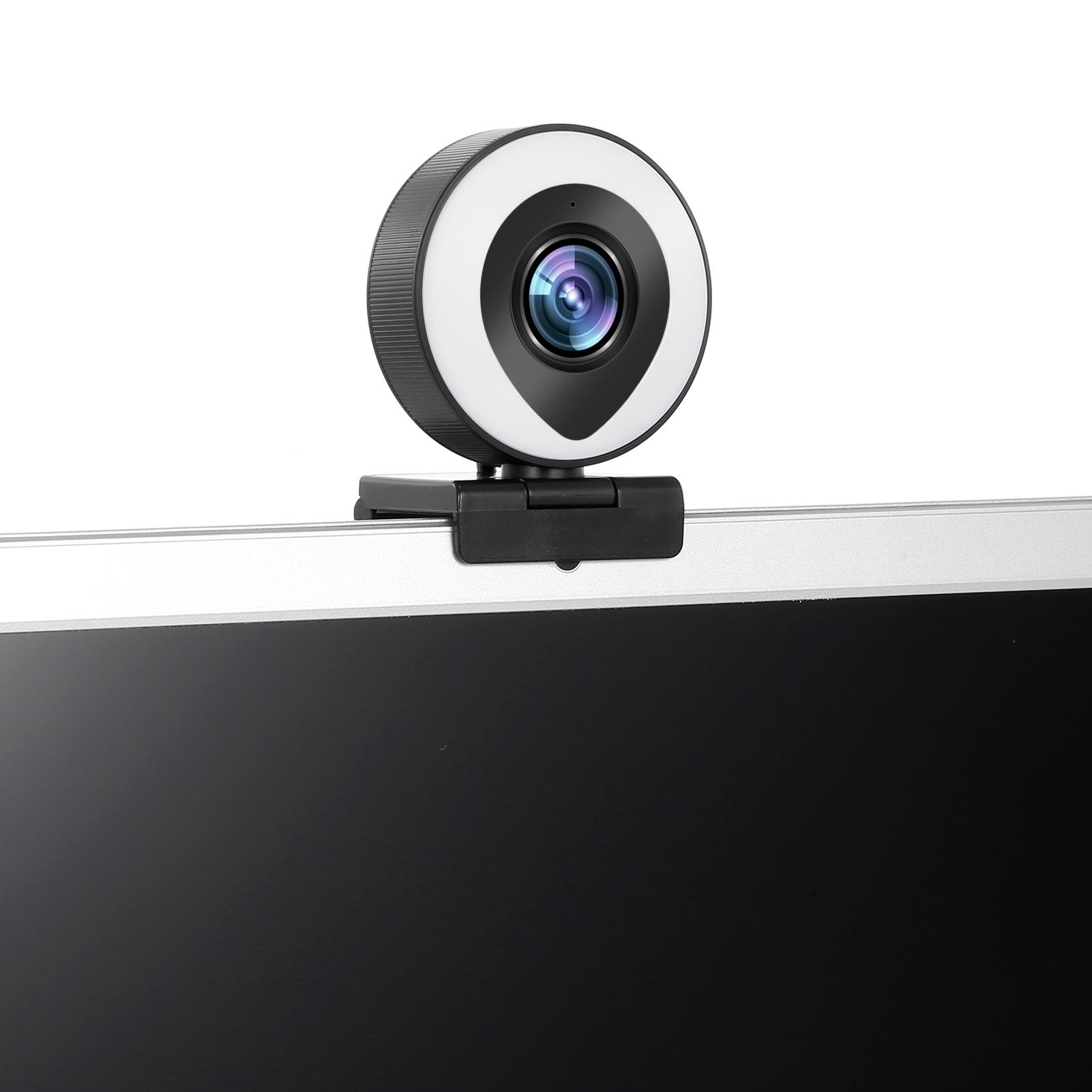 Webcam Streaming 1080P Full HD with Dual Microphone and Ring Light, USB Web Camera Stream with Tripod for Laptop