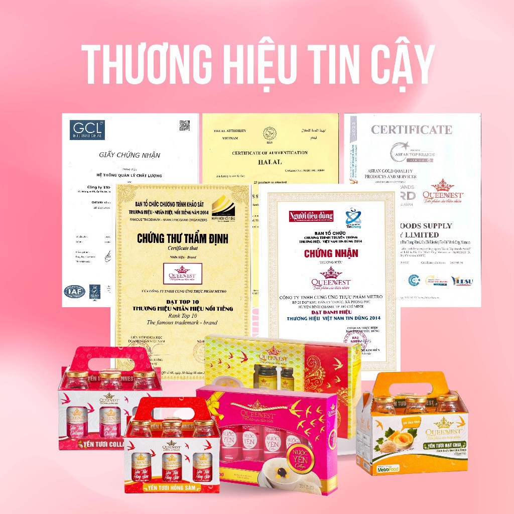 Thùng 30 Lon Nước Yến Collagen QUEENNEST 190ml (190ml x 30 Lon) - Hàng Chính Hãng