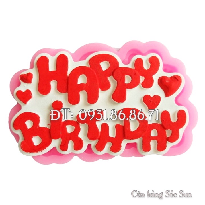 Khuôn silicon sinh nhật Happy Birthday - Mã số 1639