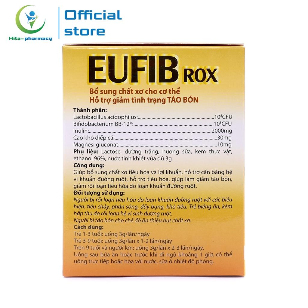 Men vi sinh EUFIB ROX HDPHARMA bổ sung chất xơ, giảm táo bón cho bé - Hộp 20 gói