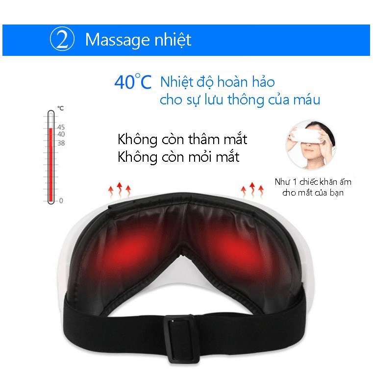 Máy massage mắt giảm mệt mỏi massager + nhiệt Hồng ngoại