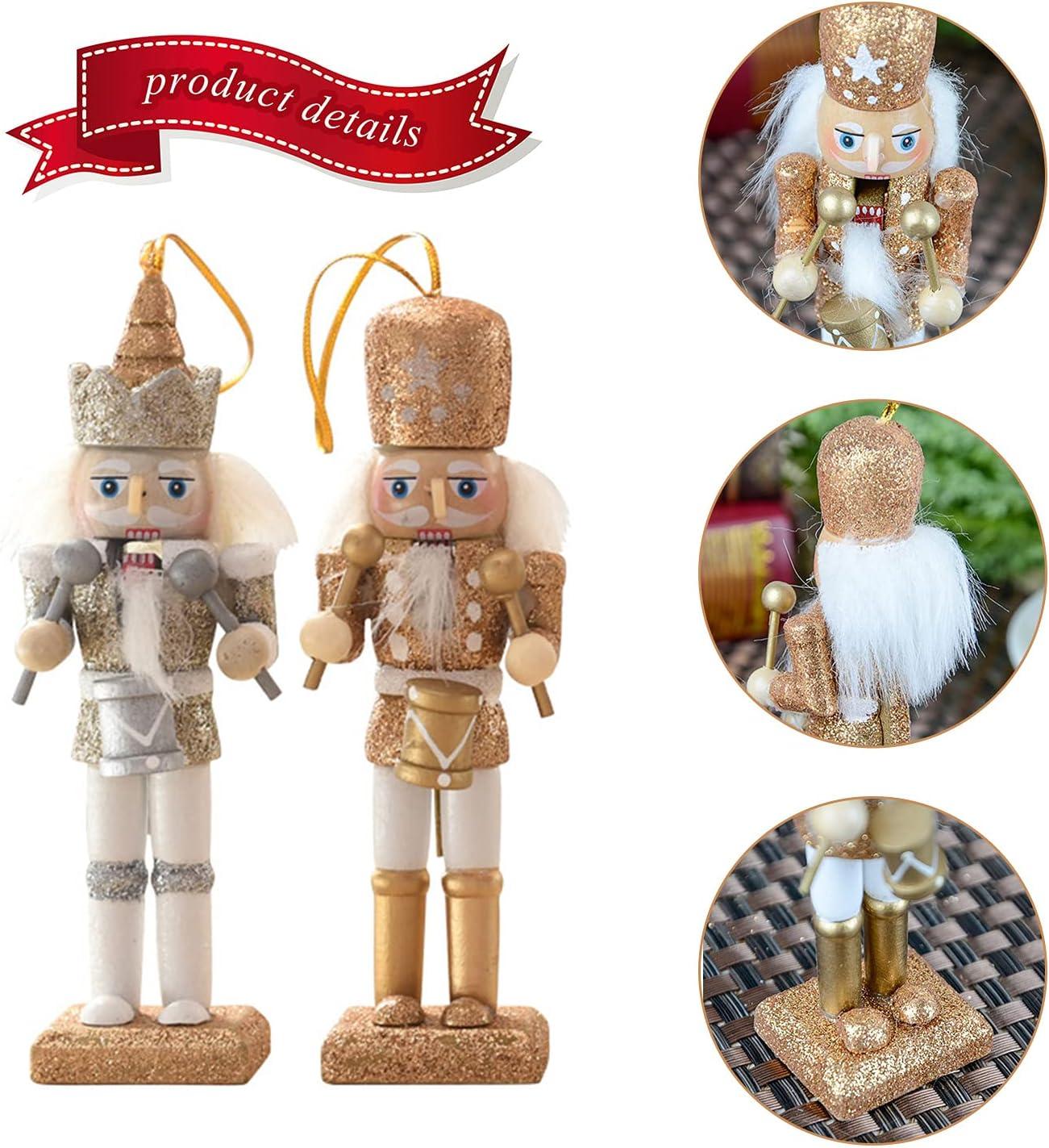 5 mảnh đồ trang trí Nutcracker Giáng sinh, 13cm gỗ Nutcracker Người lính bằng gỗ Lính vẽ tay Quà tặng Giáng sinh Những con rối orisette hình tượng