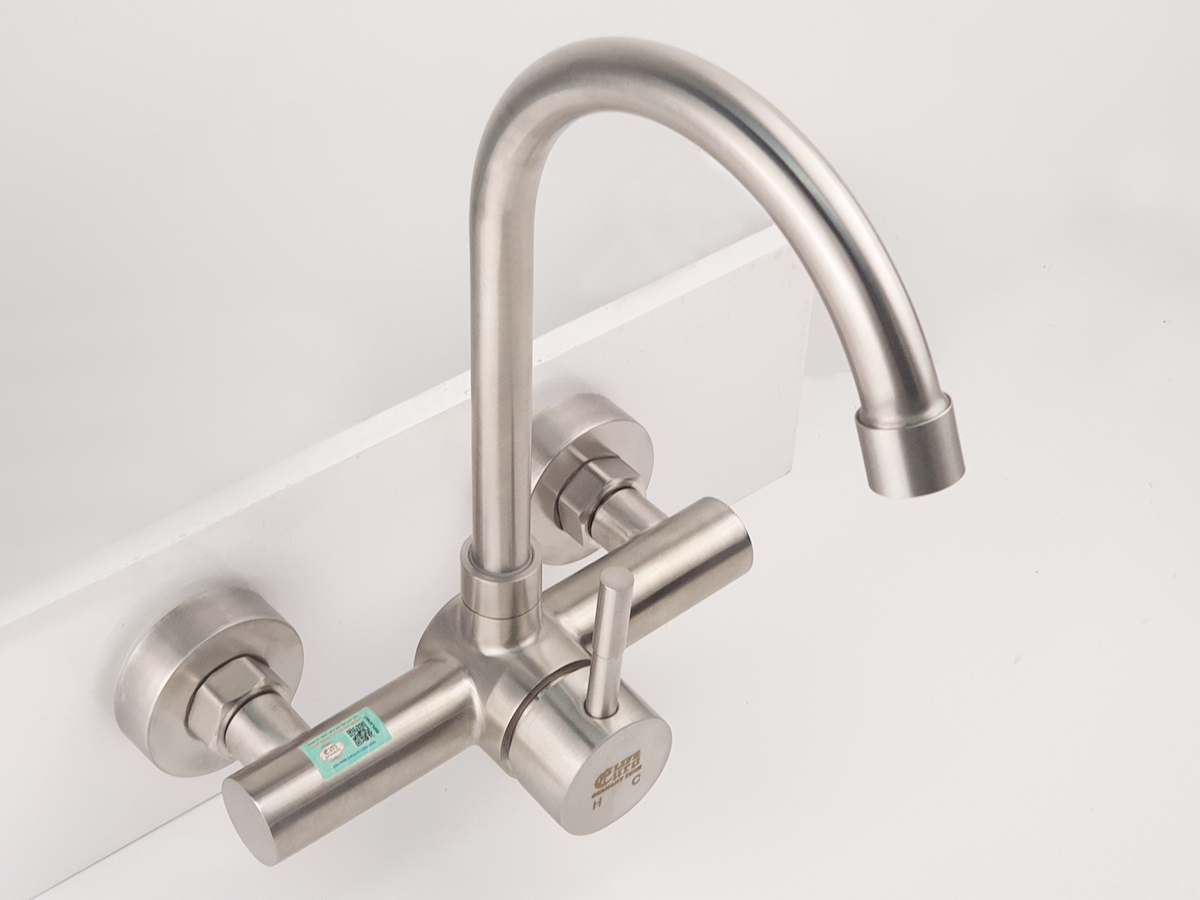Vòi rửa chén nóng lạnh âm tường Inox SUS 304 Eurolife EL-T018AT