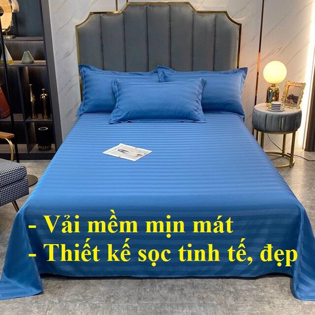 Bộ ga gối cotton sọc 3F size giường 180x200x25cm chuyên dùng khách sạn