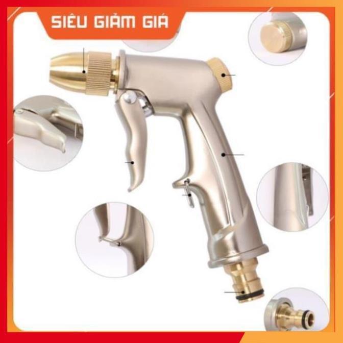 Bộ dây vòi xịt nước rửa xe, tưới cây . tăng áp 3 lần, loại 20m 206701-1 đầu đồng,cút,nối đen + tặng đai