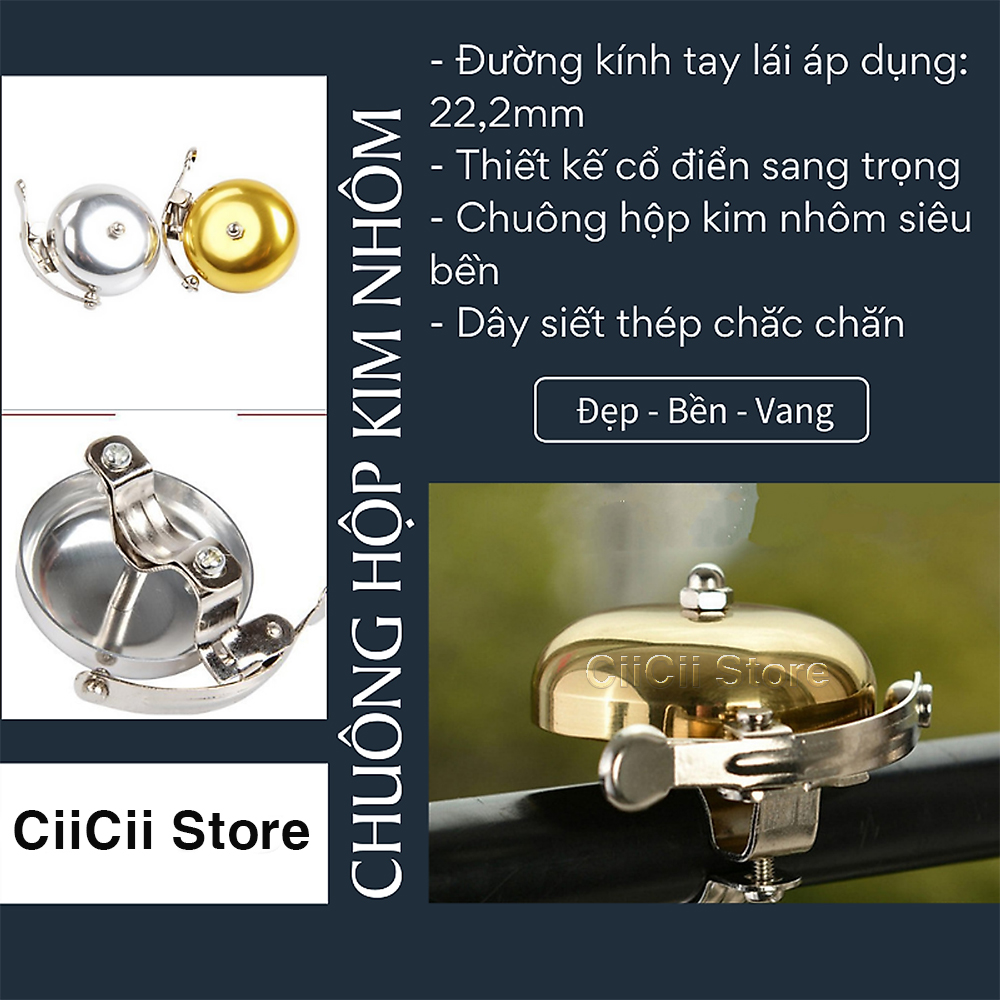 Chuông Xe Đạp Hợp Kim Nhôm Retro Thể Thao Nhỏ Gọn - Hàng Nhập Khẩu