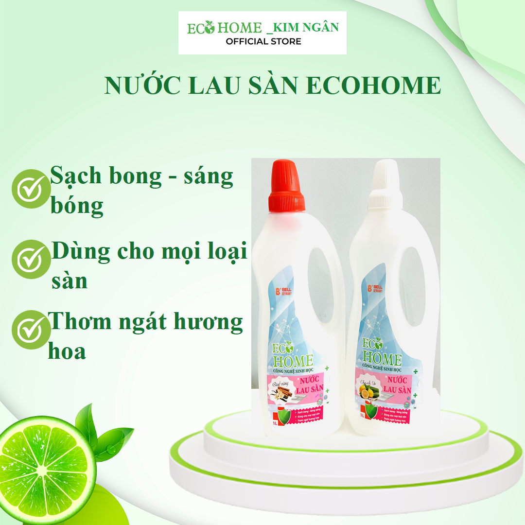 Nước Lau Sàn Công Nghệ Sinh Học ECOHOME 1 Lít Hương Quế Sả Chanh Giúp Tẩy Sạch Bụi Bẩn Trên Bề Mặt Sàn