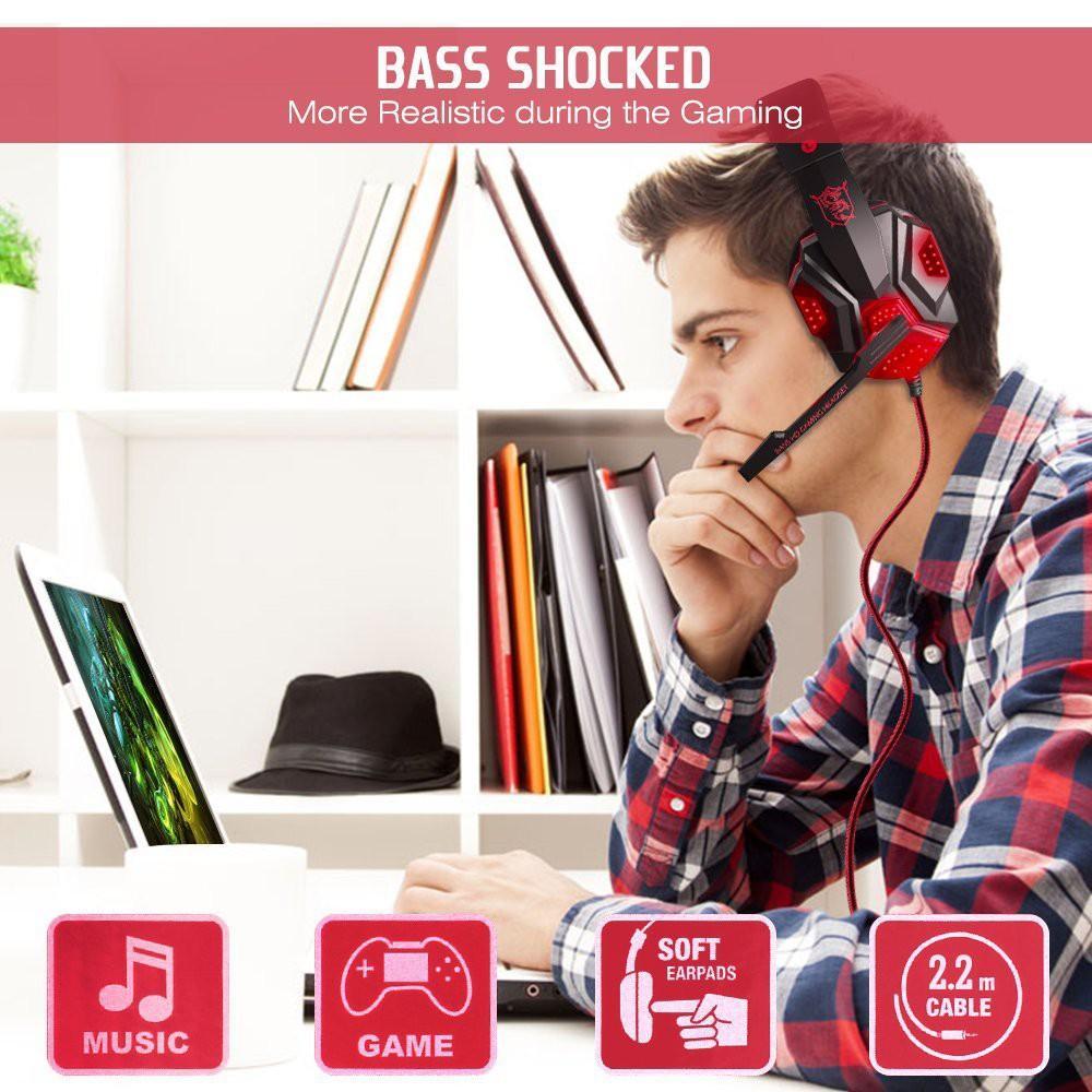 Tai nghe Plextone Pc780 3.5Mm có micro và đèn LED để chơi game cho điện thoại / máy tính xách tay
