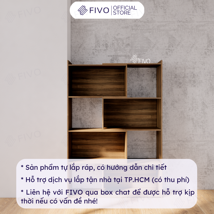 Kệ Sách Trang Trí Để Sàn FIVO FB71 Ngang 110cm Màu Nâu, Tính Năng 2IN1 Đóng Mở Tùy Thích, Sang Trọng Thích Hợp Nhiều Không Gian, Nhiều Ngăn Chứa Đồ Rộng Rãi