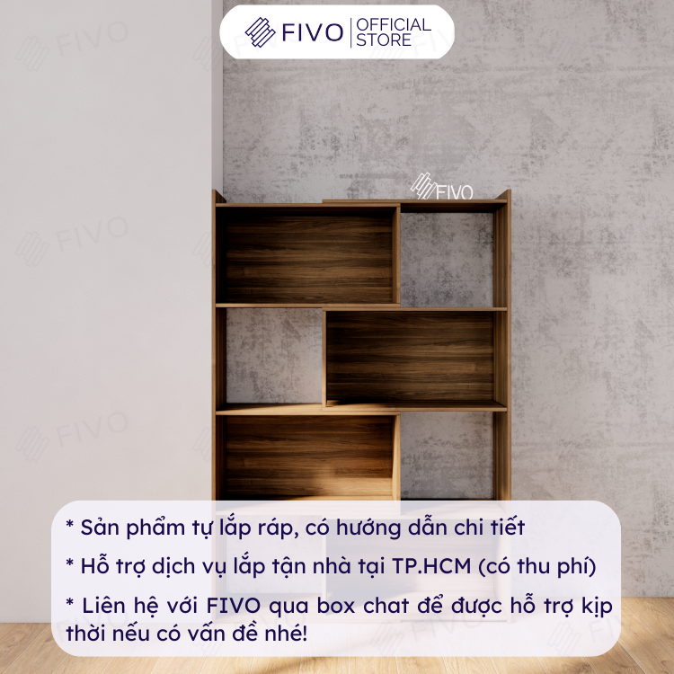 Kệ Sách Trang Trí Để Sàn FIVO FB71 Màu Nâu, Tính Năng 2IN1 Đóng Mở Tùy Thích, Nhiều Ngăn Chứa Đồ Rộng Rãi - Hàng Chính Hãng