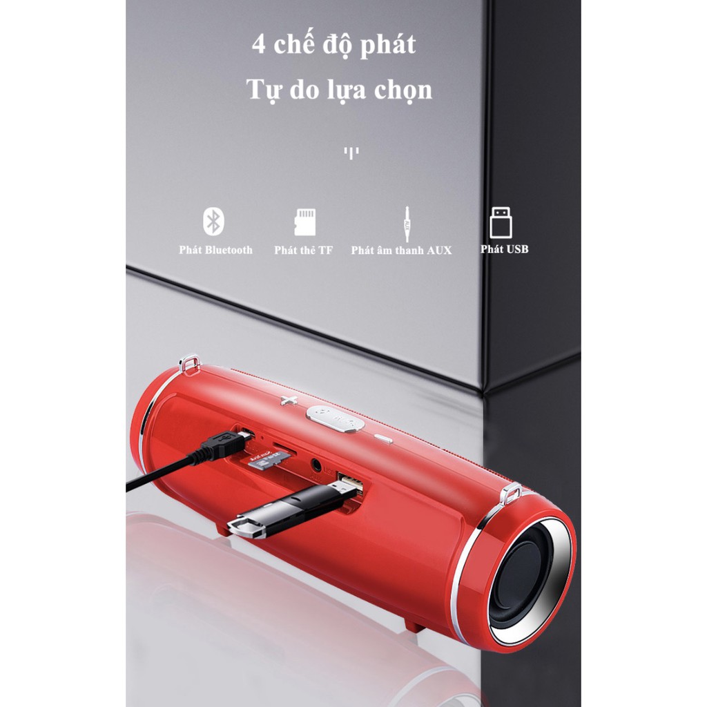 Loa mini không dây bluetooth 4.2 âm thanh nổi sống động 6D HIFI DOUBLE HORN - red edition