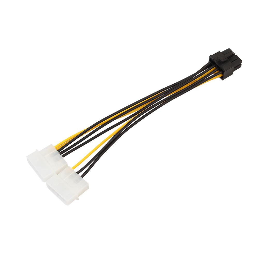 2 Pieces 8 Pin Female to Dual 4 Pin Male Graphics Card Power Cable Adapter