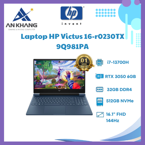 Laptop HP Gaming Victus 16-r0230TX 9Q981PA (I7 13700H/ 32GB/ 512GB SSD/ RTX 3050 6Gb/ 16.1 inch FHD/ Win11/ Blue) - Hàng Chính Hãng