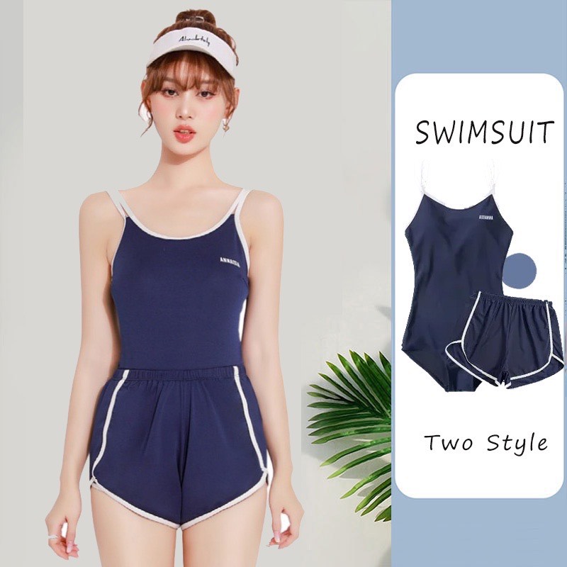 Đồ bơi nữ kín đáo một mảnh đi biển, Bikini nữ liền thân bodysuit kèm quần vải mềm mại co giãn