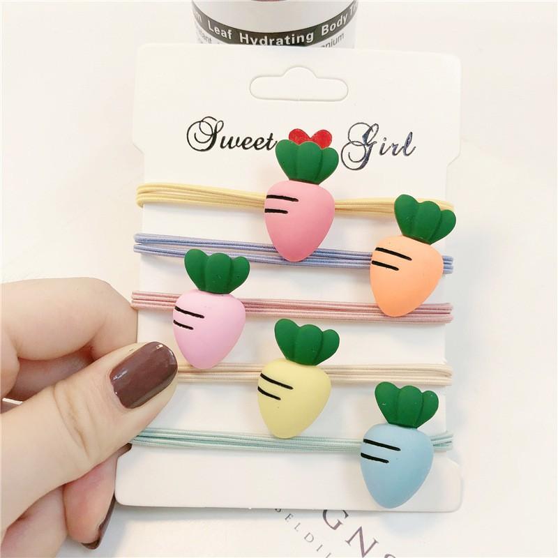 Combo 5 dây buộc tóc hình củ cải nhiều màu sắc