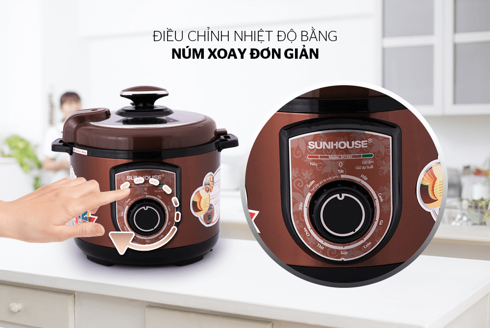 Nồi Áp Suất Điện Đa Năng Sunhouse SHD1550 Màu Ngẫu Nhiên - Hàng chính hãng