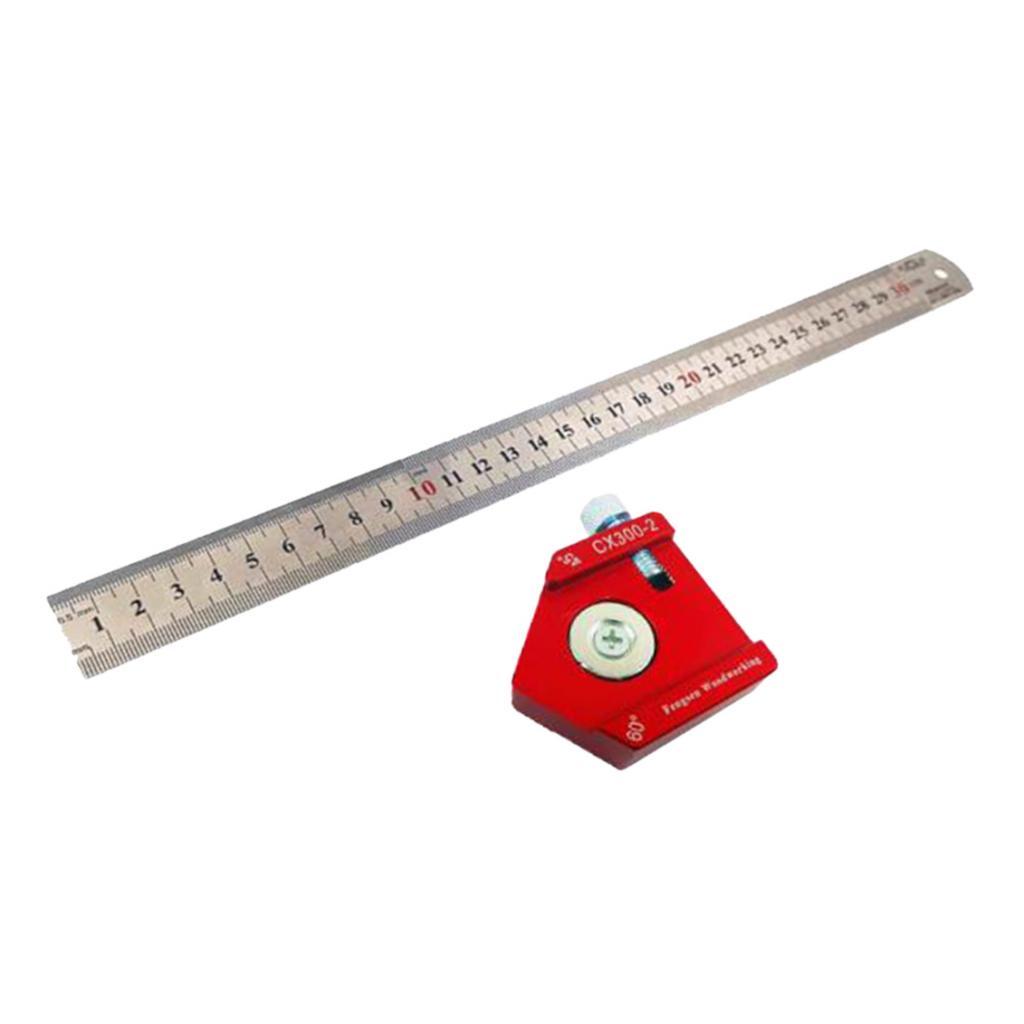 Woodworking Scriber Ruler Line Gauge Ruler 90° 45° 60° Angle Square Ruler
