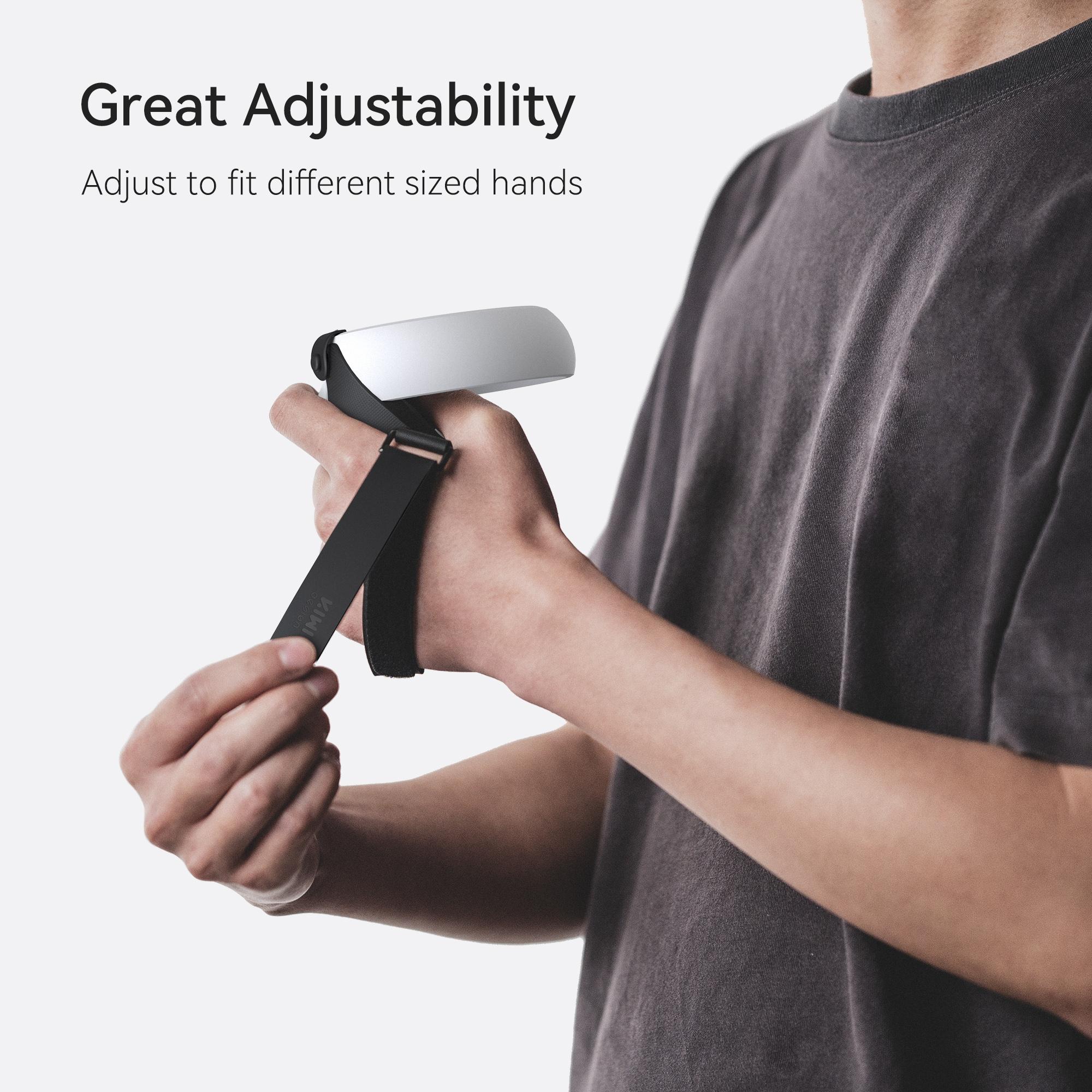 Kiwi Design Grip Cover cho Oculus Quest 2 Phụ kiện Touch Bộ điều khiển Tay cầm tay cầm chống ném với dây đeo tay có thể điều chỉnh: Đen
