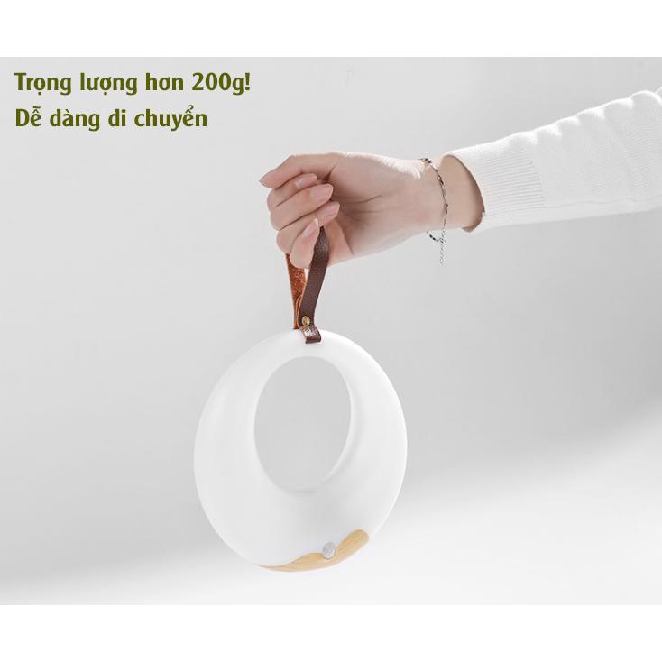 Đèn để bàn tích điện 2200mA, cảm ứng chạm điều khiển nhiều mức sáng, đọc sách, đèn ngủ tròn led đen