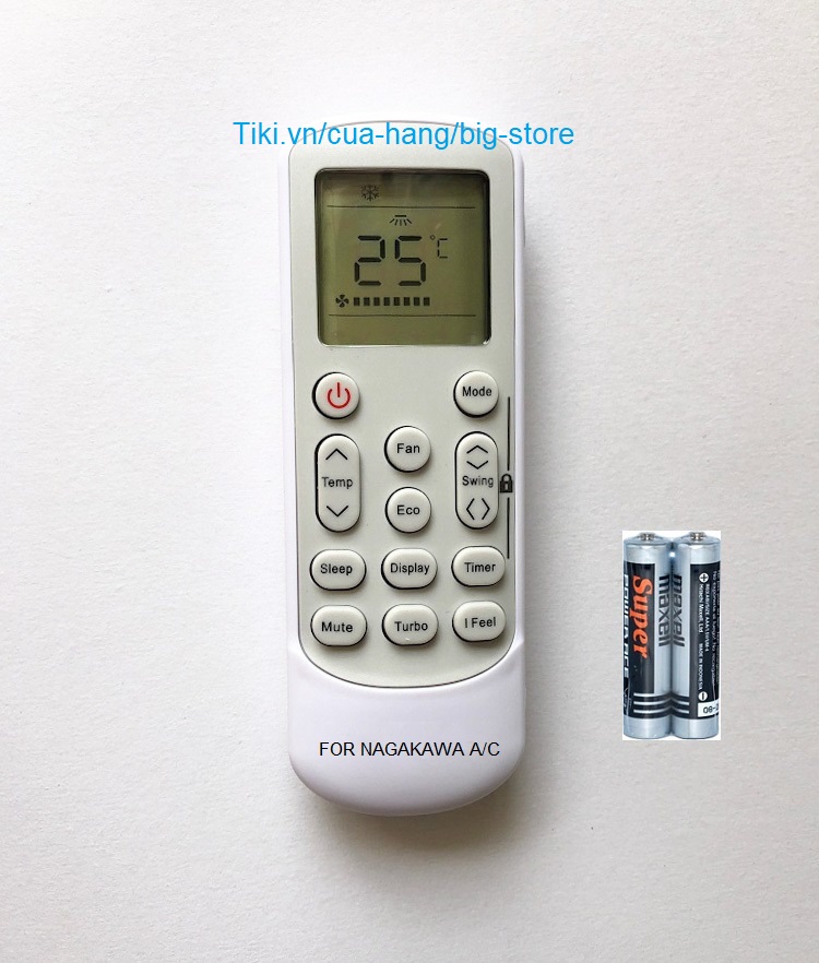 Điều Khiển Điều Hòa Dành Cho Nagakawa Remote Máy Lạnh 2 Chiều Kèm Pin