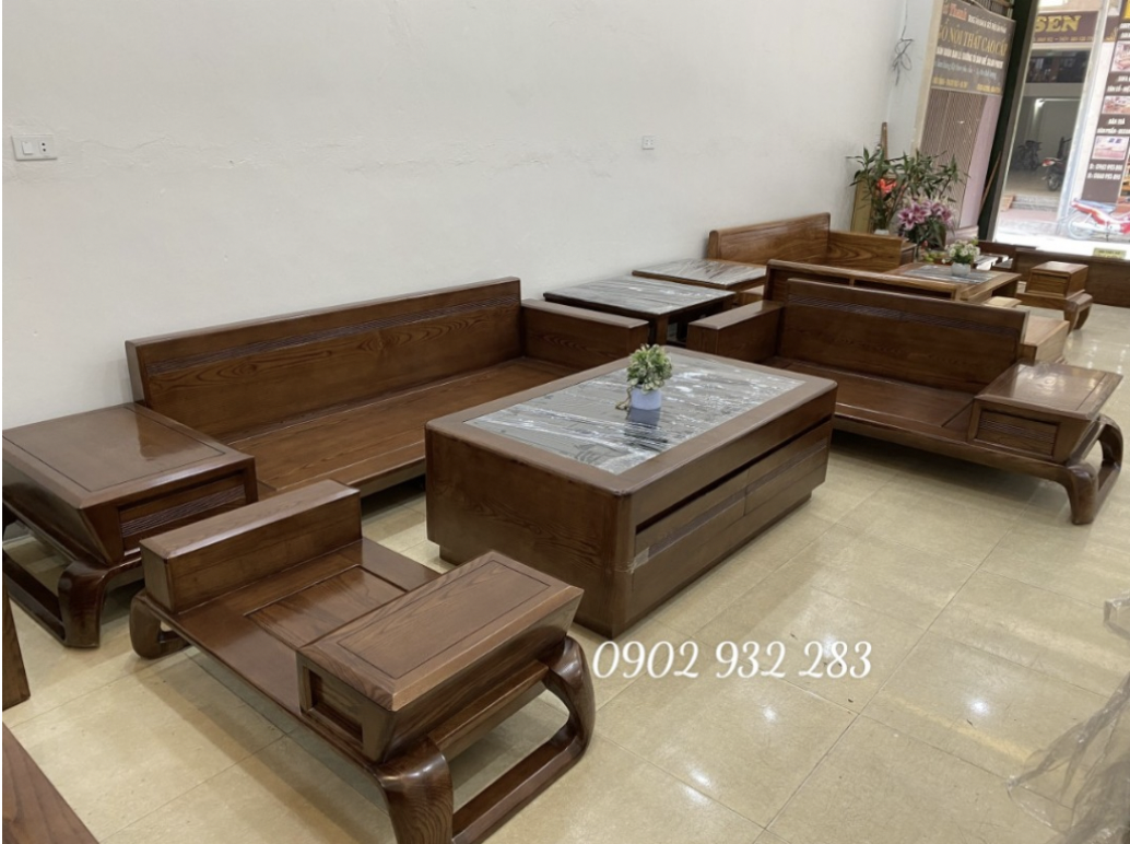 Bộ bàn ghế phòng khách, bộ bàn ghế sofa 2 văng lớn góc chữ L 3m50 x 2m70