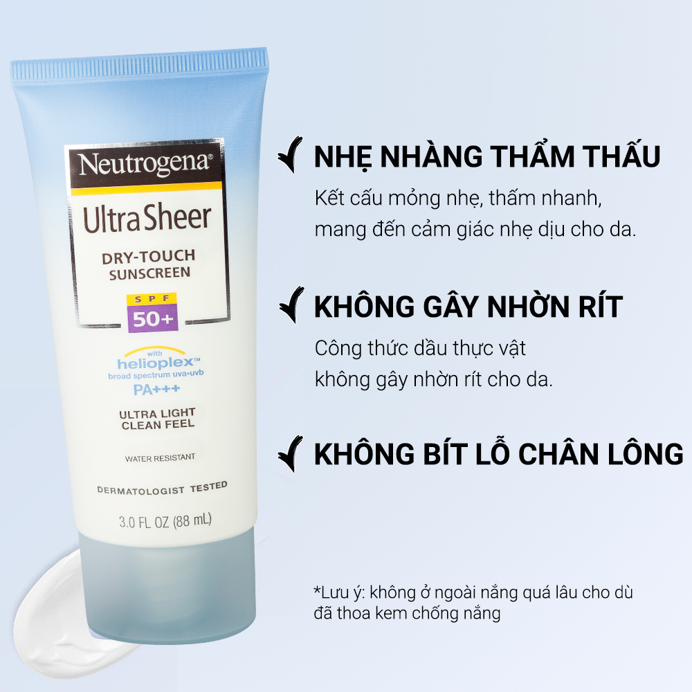 Kem Chống Nắng Mỏng Nhẹ Neutrogena U.S Dry Touch SPF 50 88ml