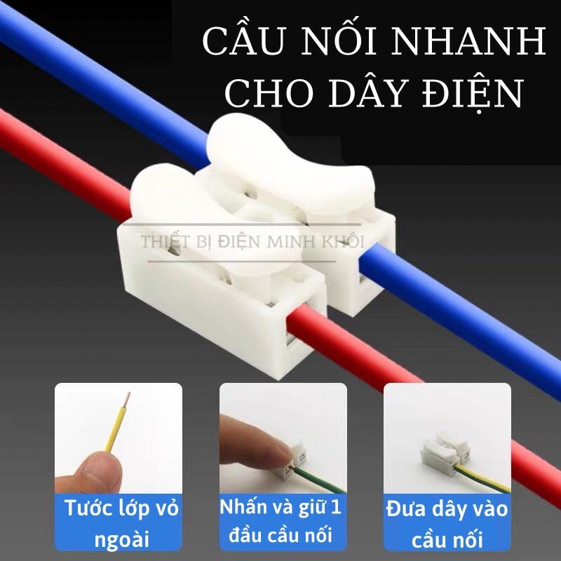 Combo 10c cầu nối dây điện nhanh CH2, cút nối dây điện nhanh 2P siêu bền, chống chập, cầu đấu 2