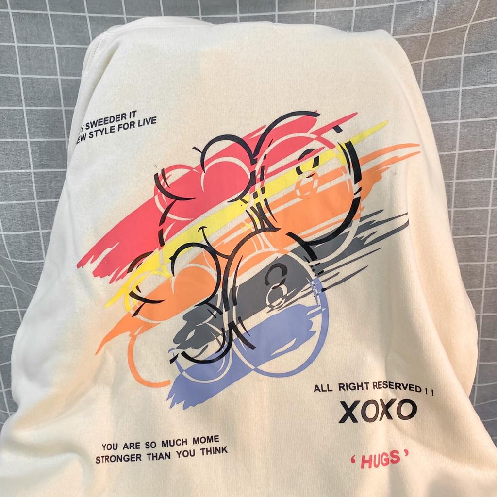 Áo Khoác Hoodie Zip XOXO Form Rộng Vải Nỉ Bông Tay Dài Phong Cách Trẻ Trung Nam Nữ Unisex