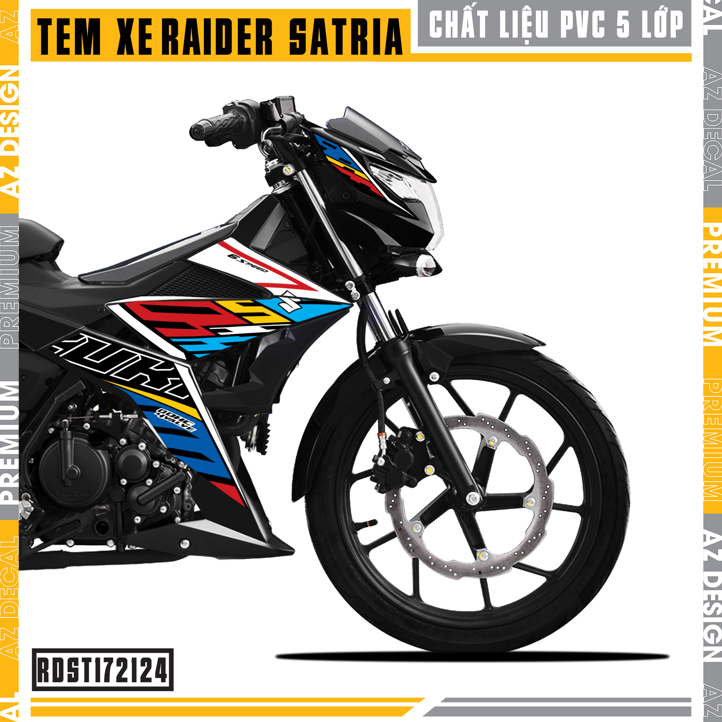 Tem Rời Xe Suzuki Raider - Satria Mẫu Suzuki Chế | RDST172124 | Decal Chế Chất Liệu PVC Chống Nước, Đa Dạng Màu Tem