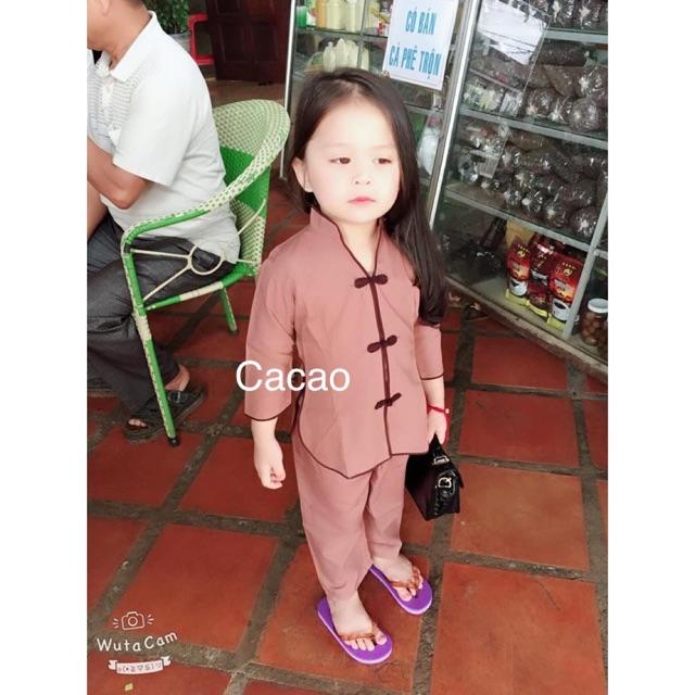 Đồ đi chùa cho bé, đồ trẻ em, áo lam đi chùa