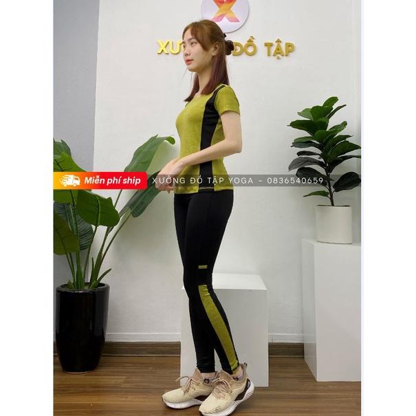 Hàng thiết kế độc lạ - Cam kết ảnh thật 100% - SET TẬP Yoga, Gym, Aerobic - set tập gym cộc tay thân dài phối màu