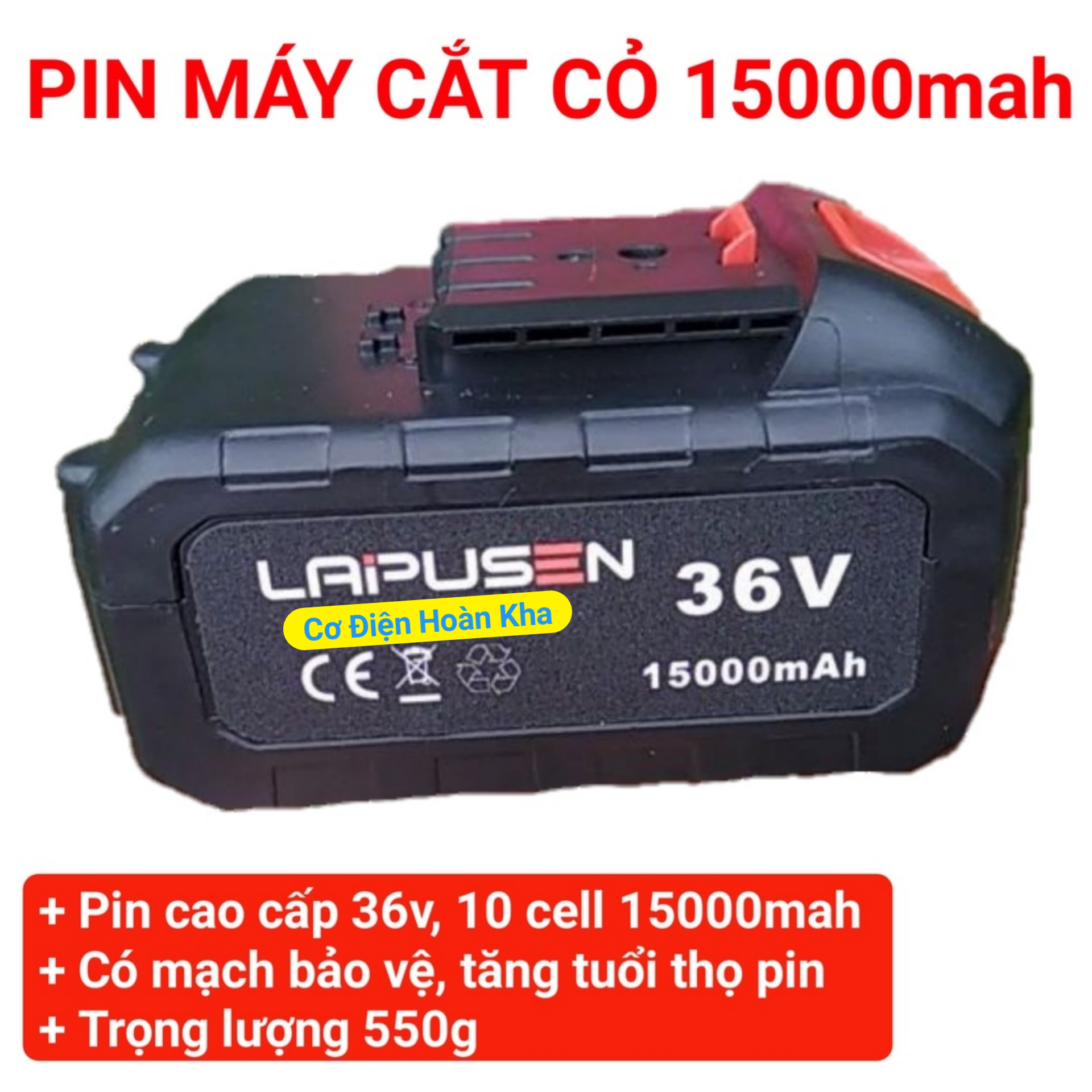 [Bát Đầu Bằng Gang] Máy cắt cỏ, tỉa cành cầm tay LAPUSEN pin khủng 15000mah, động cơ mạnh 1800w