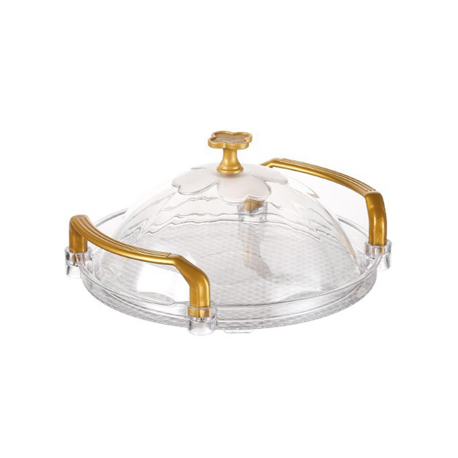 Cake Stand with Cover Round Serving Tray with Handle Dessert Snack Tray Countertop Organizer Transparent for Tea Breakfast