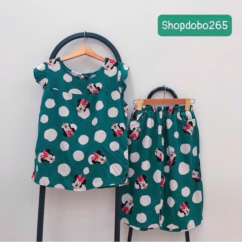 Đồ bộ nữ, đồ ngủ mặc nhà lửng tay cánh tiên vải lanh mềm ,mát BL 183 họa tiết dễ thương size 45-70kg